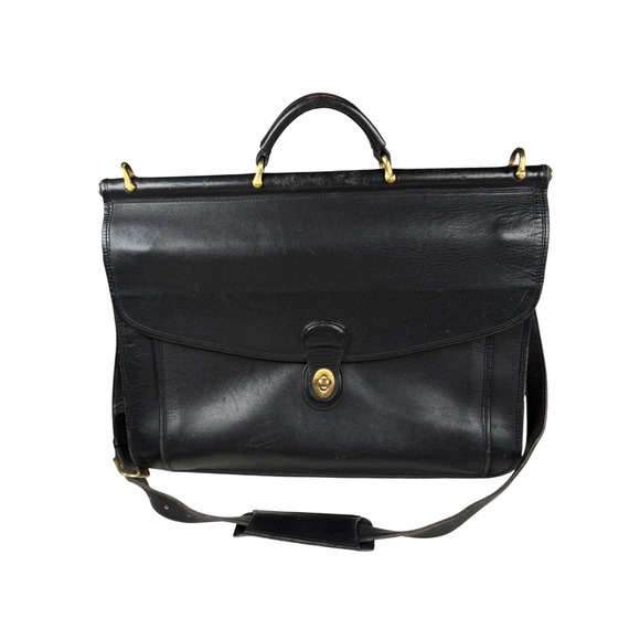 Coach Other - Vintage Coach Leather Briefcase Messenger Black Bag Classic Turnlock w Strap